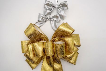 Gold thick fabric ribbon bow